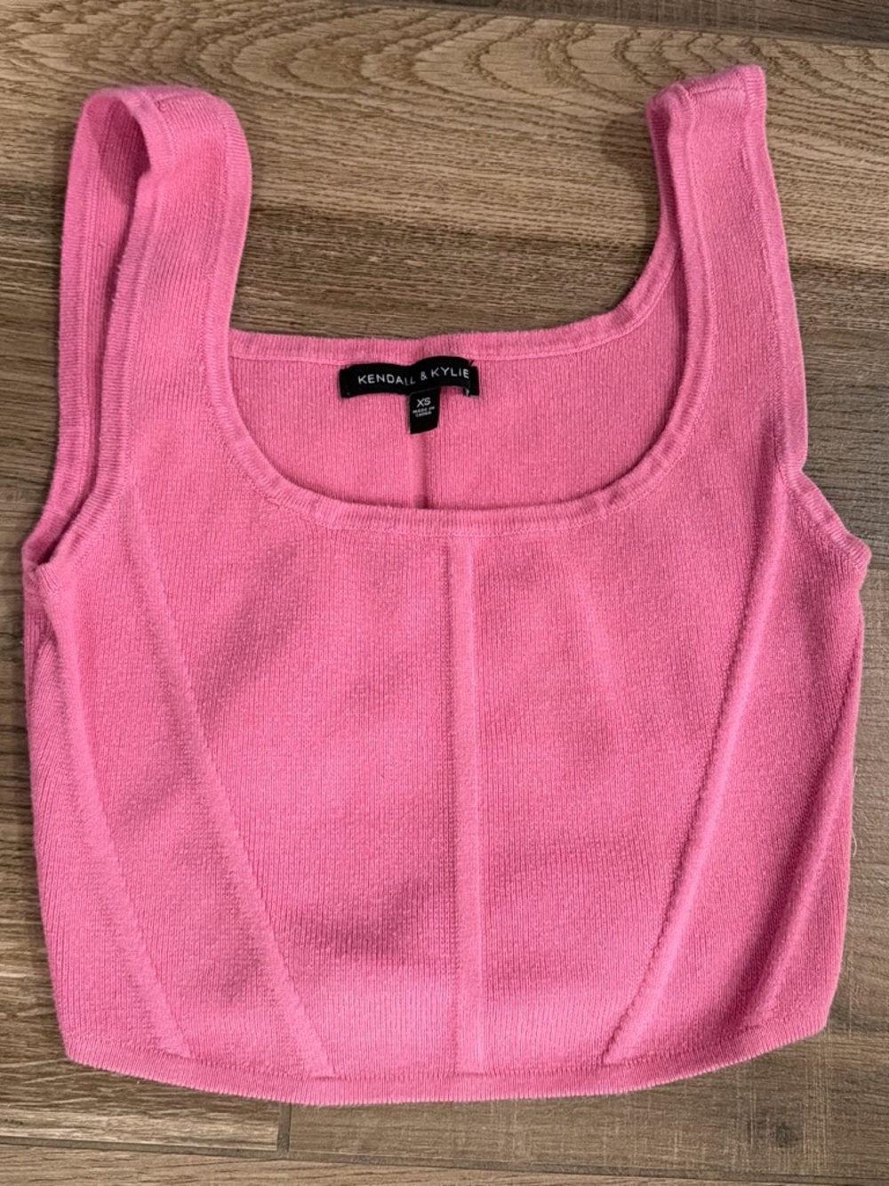 Kendall & Kylie Bubblegum Pink Square Neck Tank Crop